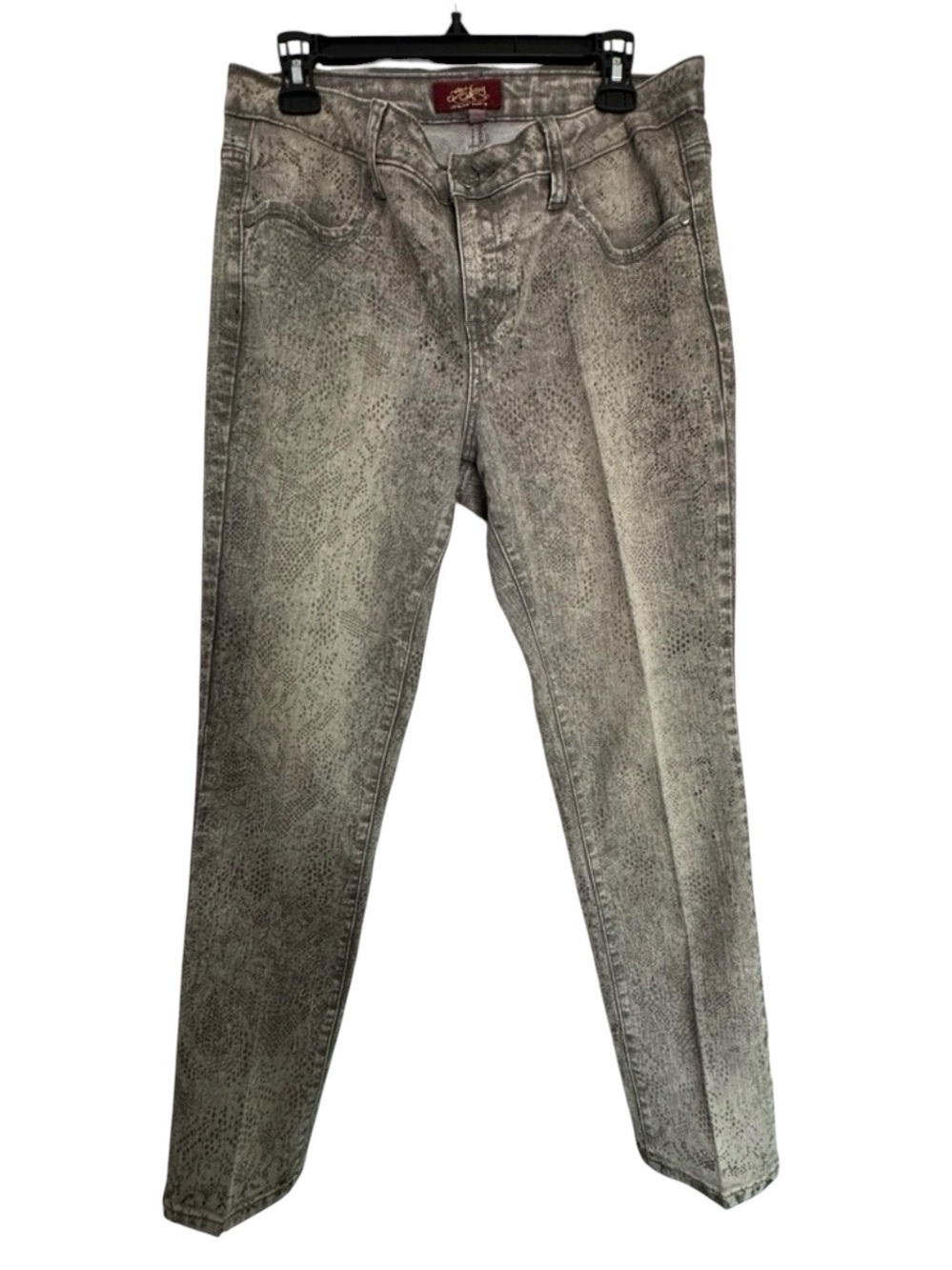 One 5 One Gray Snakeskin Print Slim Leg Jeans - Women's Size 12